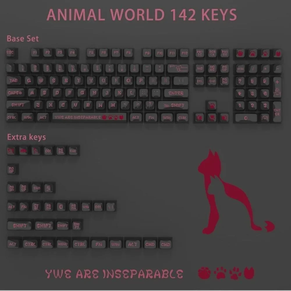 Coolkiller Animal World Theme Clear Keycap Set 142 Key Caps for Keyboards NEW